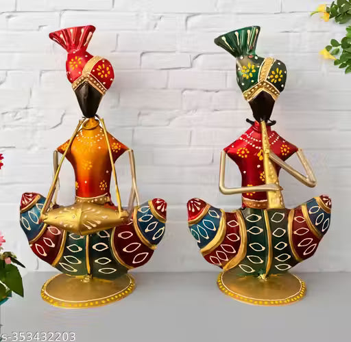 Kraphy Iron Multicolor Handmade Musician Set Of 2